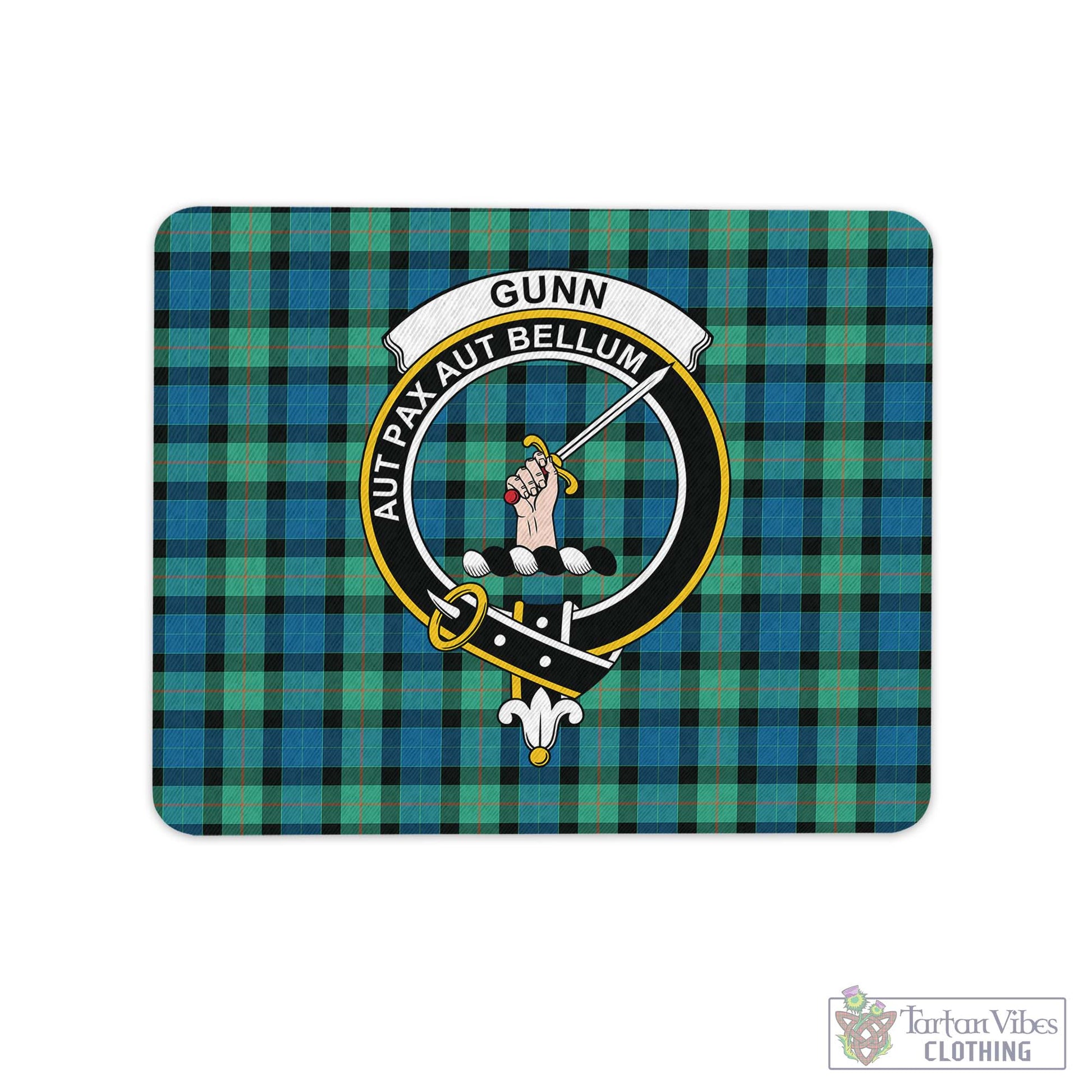 Tartan Vibes Clothing Gunn Ancient Tartan Mouse Pad with Family Crest