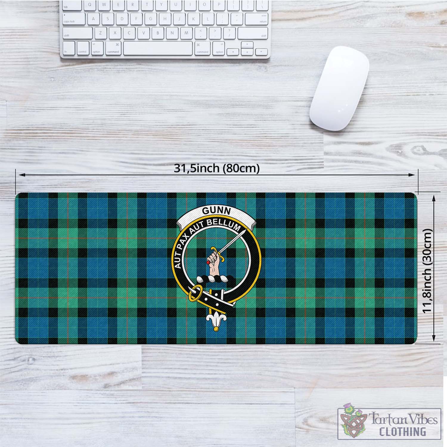 Tartan Vibes Clothing Gunn Ancient Tartan Mouse Pad with Family Crest