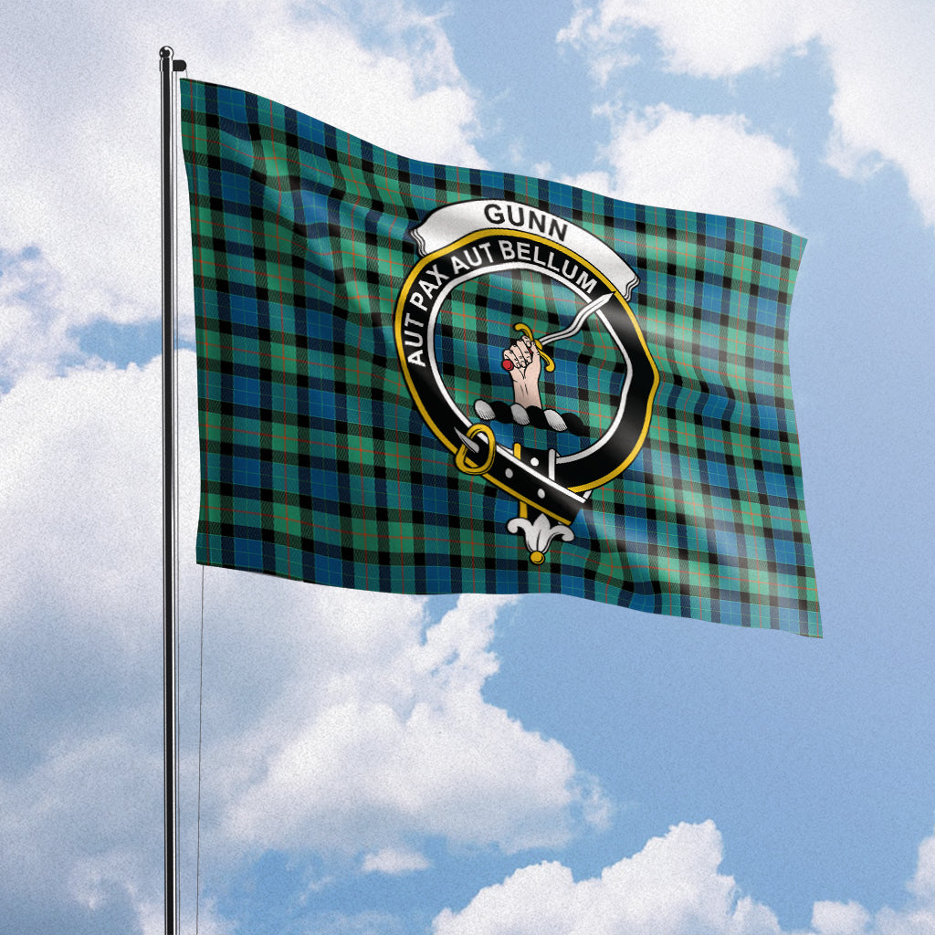 Gunn Ancient Tartan Flag with Family Crest House Flag (Horizontal) - Tartan Vibes Clothing