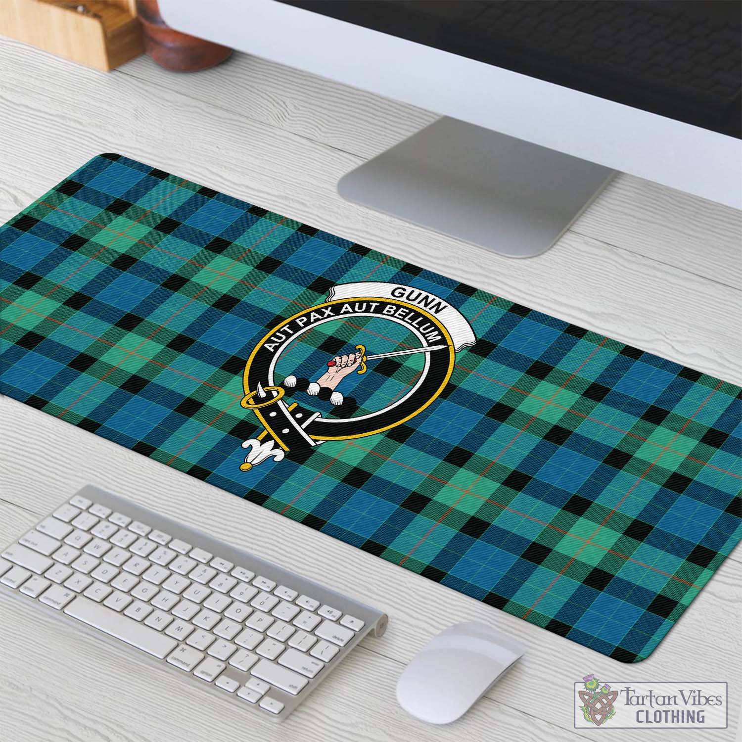 Tartan Vibes Clothing Gunn Ancient Tartan Mouse Pad with Family Crest