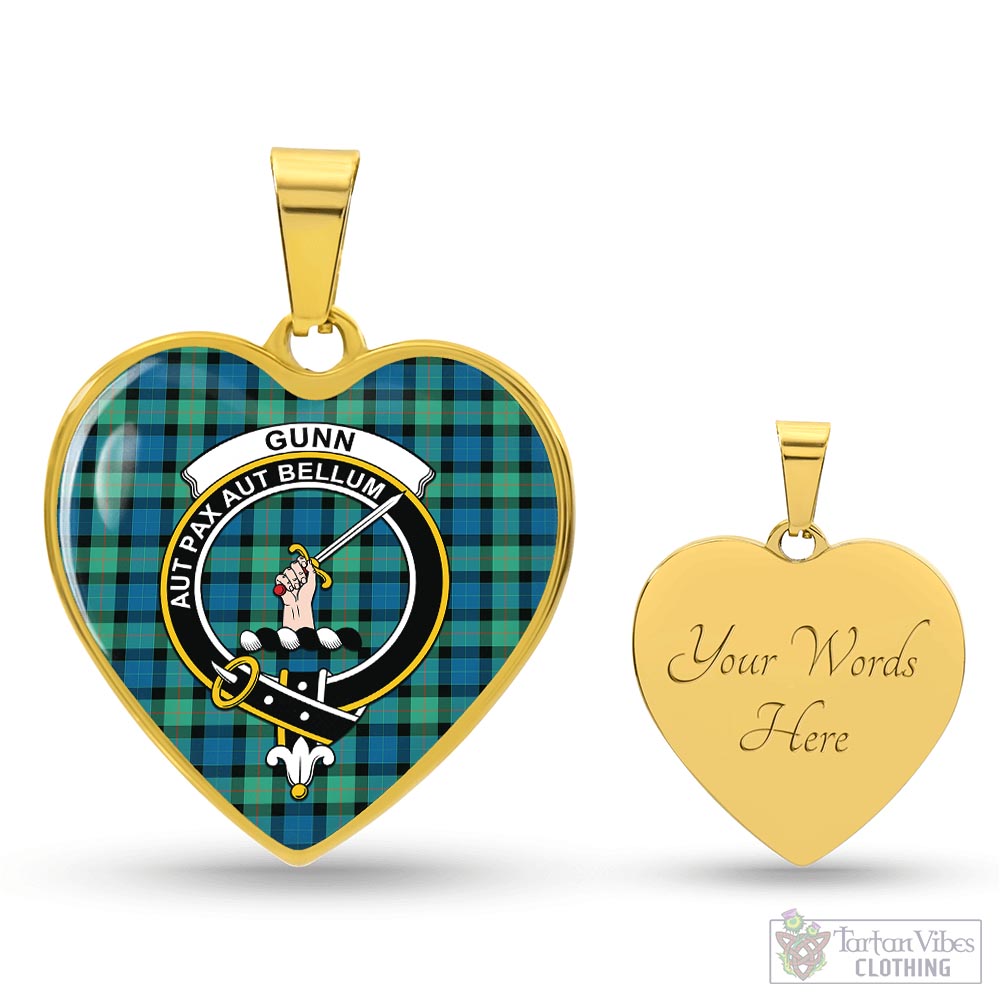 Tartan Vibes Clothing Gunn Ancient Tartan Heart Necklace with Family Crest