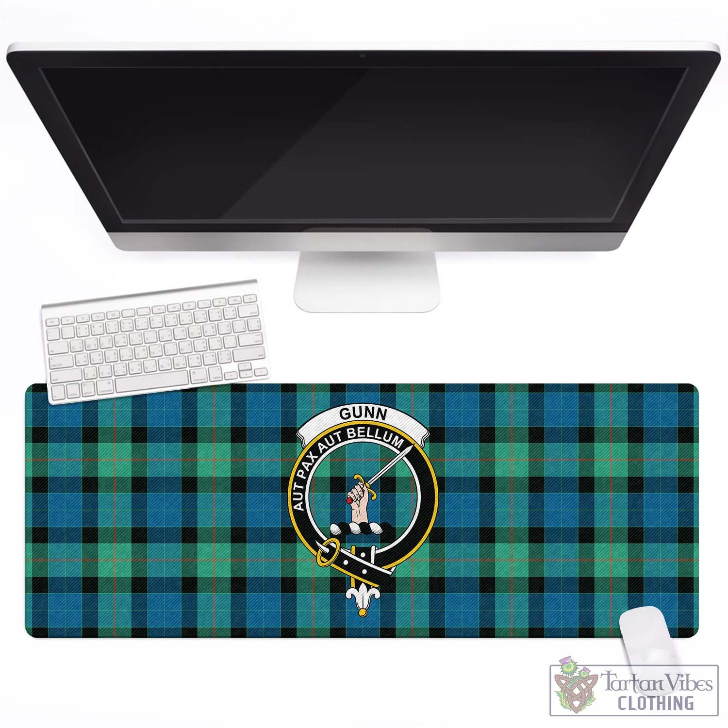 Tartan Vibes Clothing Gunn Ancient Tartan Mouse Pad with Family Crest