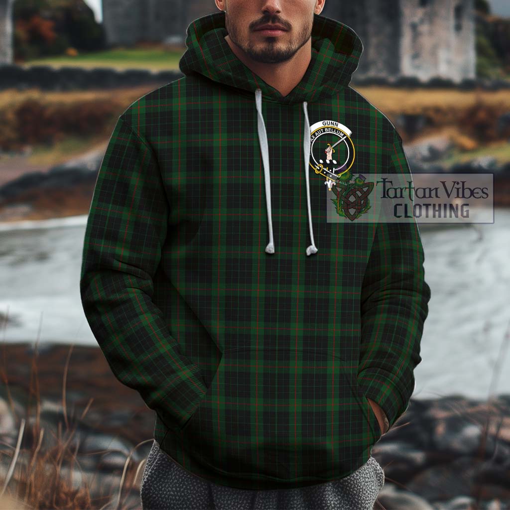 Tartan Vibes Clothing Gunn Logan Tartan Cotton Hoodie with Family Crest