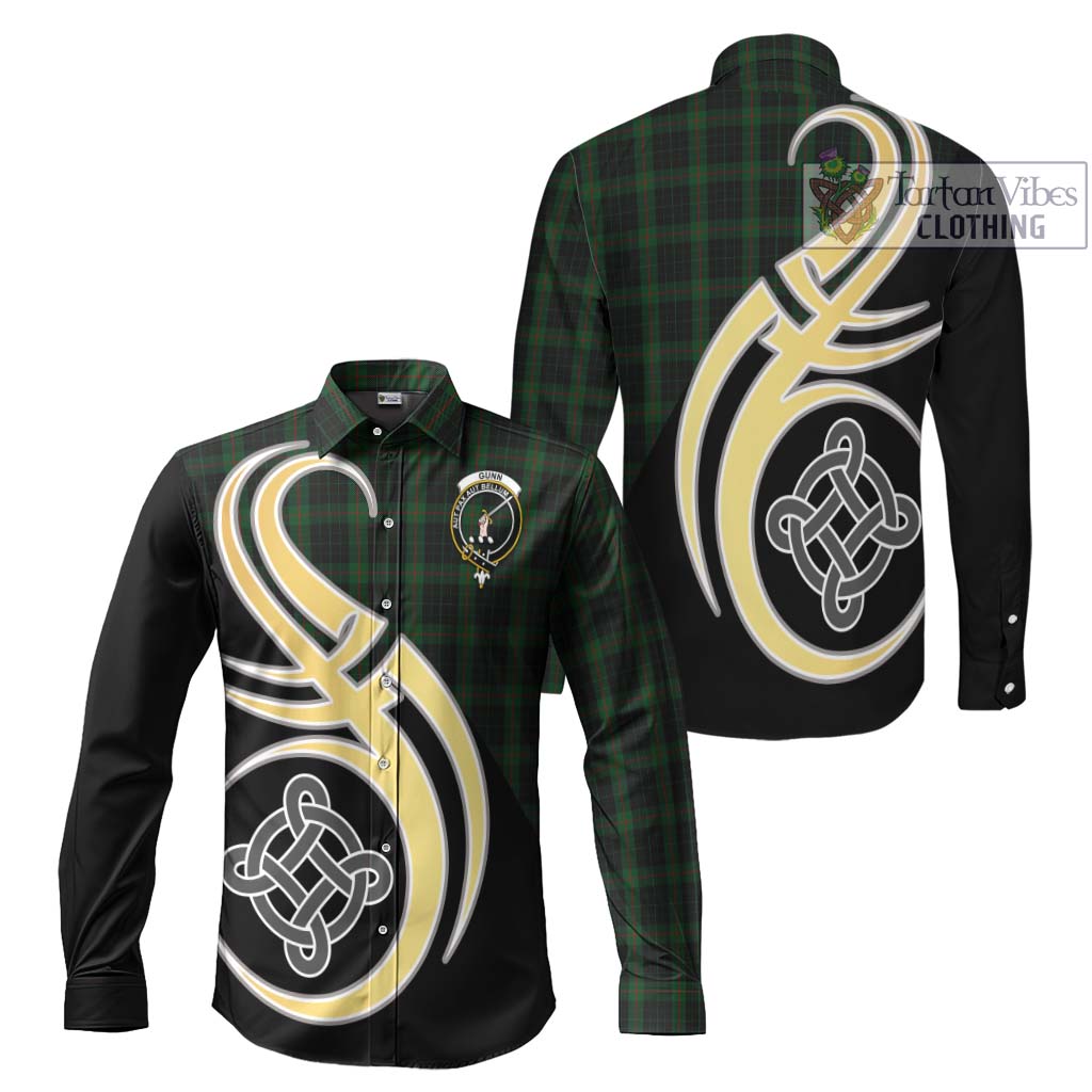 Gunn Logan Tartan Long Sleeve Button Shirt with Family Crest and Celtic Symbol Style Men's Shirt S - Tartan Vibes Clothing