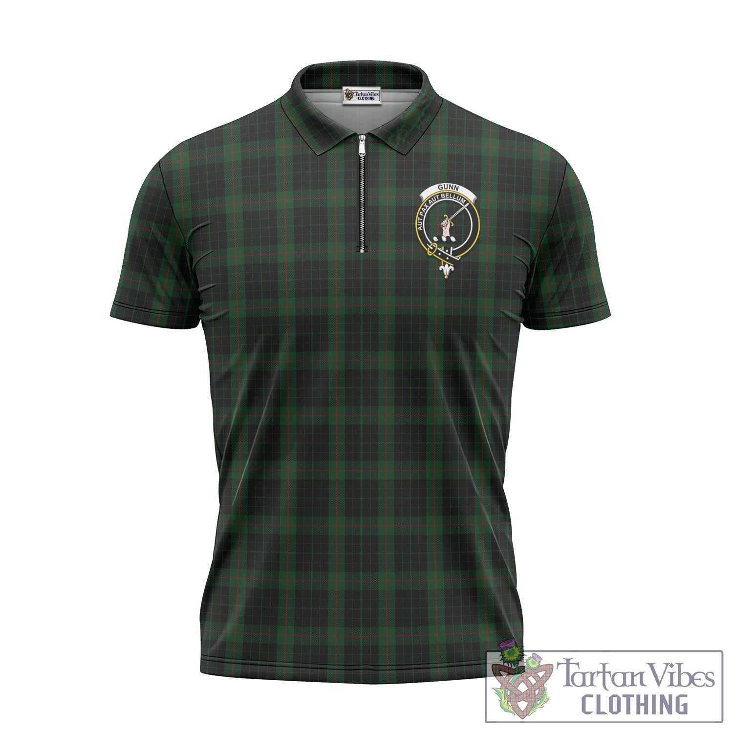 Tartan Vibes Clothing Gunn Logan Tartan Zipper Polo Shirt with Family Crest