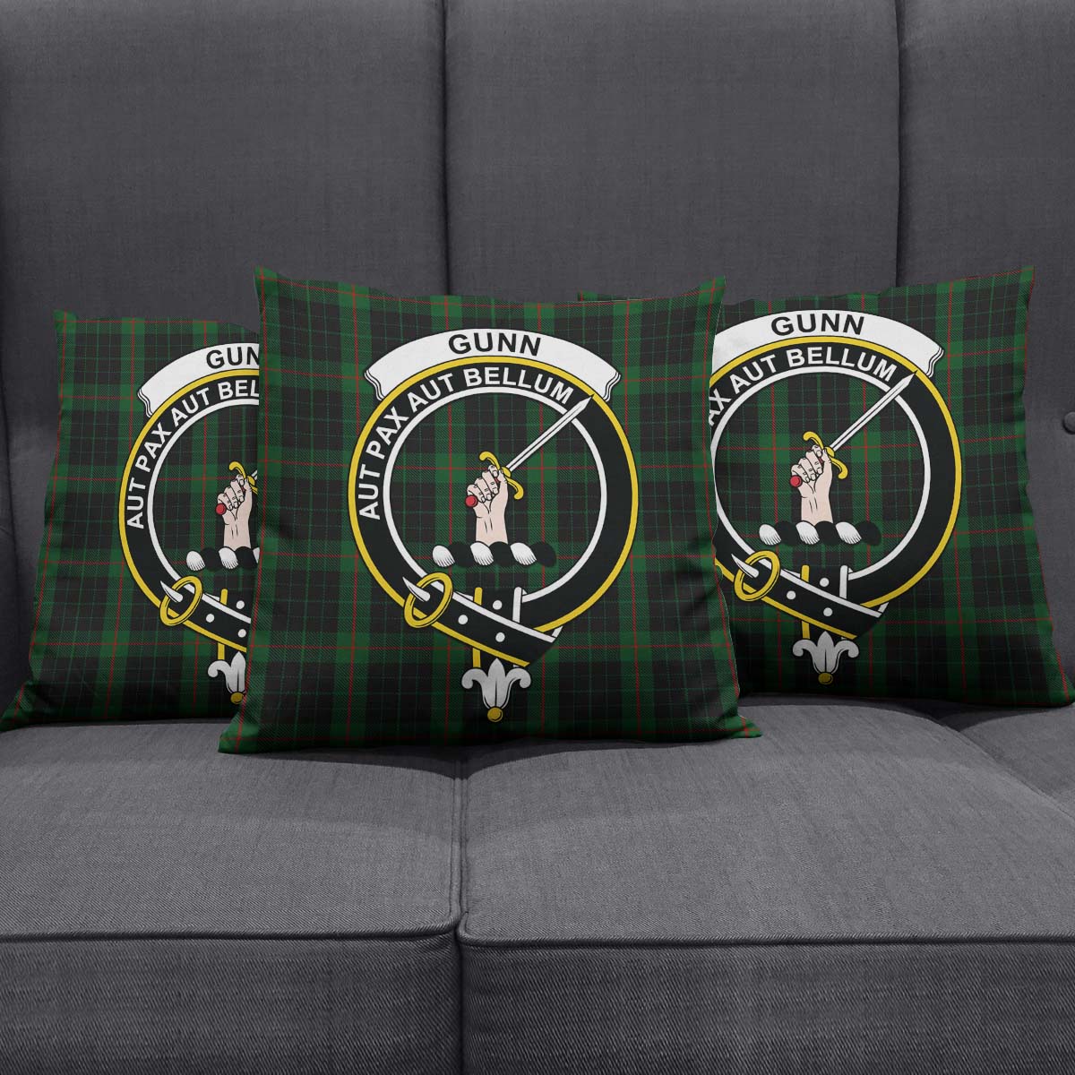 Gunn Logan Tartan Pillow Cover with Family Crest Square Pillow Cover - Tartanvibesclothing