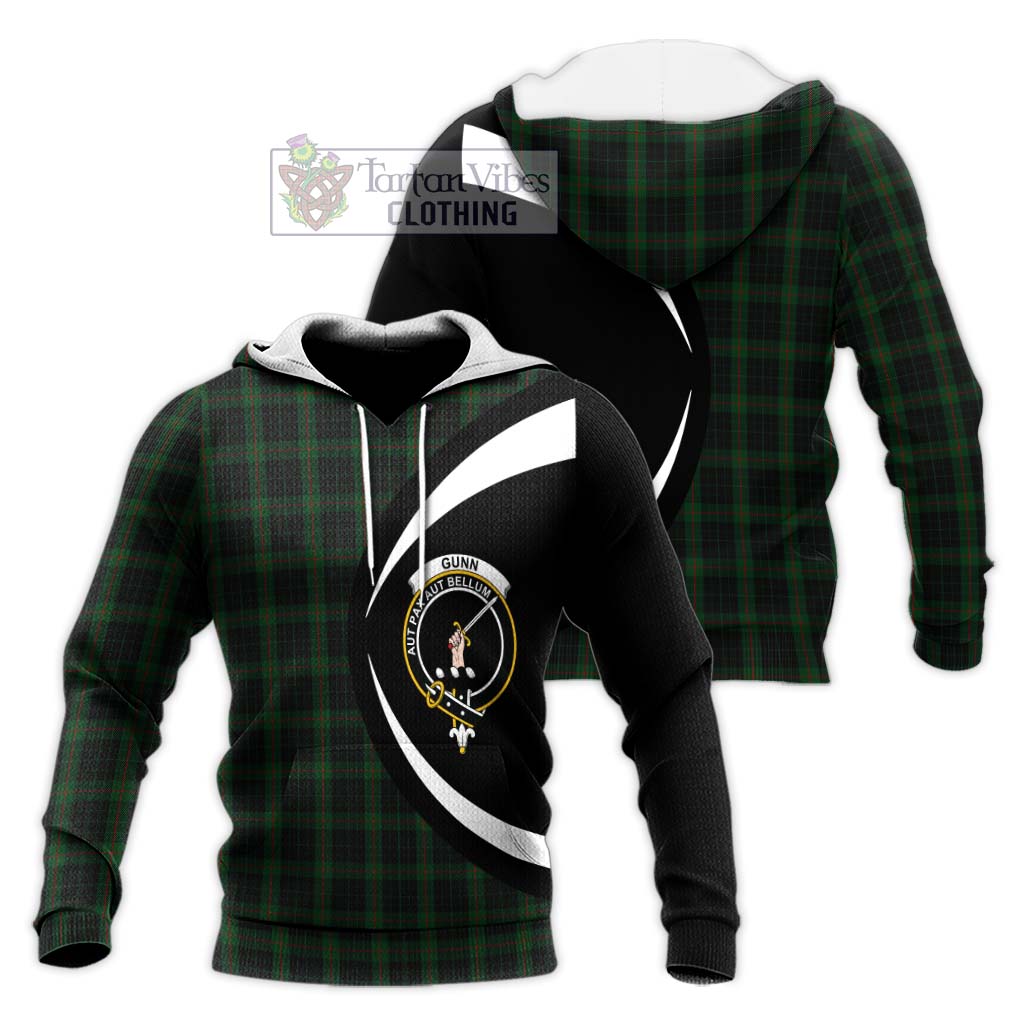 Gunn Logan Tartan Knitted Hoodie with Family Crest Circle Style Unisex Knitted Pullover Hoodie - Tartan Vibes Clothing