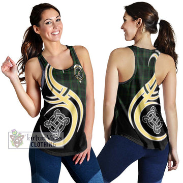 Gunn Logan Tartan Women's Racerback Tanks with Family Crest and Celtic Symbol Style