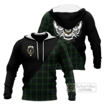 Gunn Logan Tartan Knitted Hoodie with Family Crest and Military Logo Style