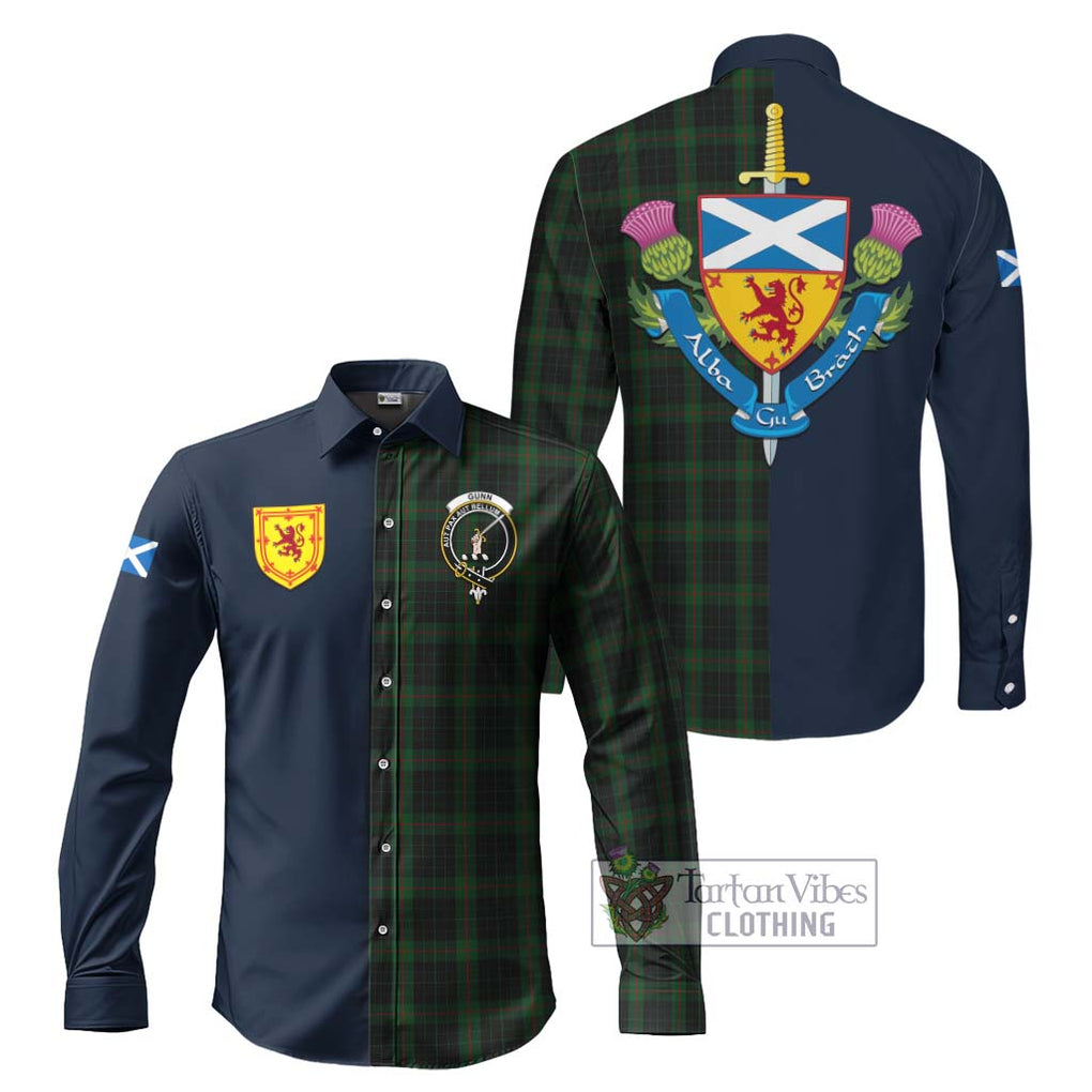 Tartan Vibes Clothing Gunn Logan Tartan Long Sleeve Button Shirt with Scottish Lion Royal Arm Half Style