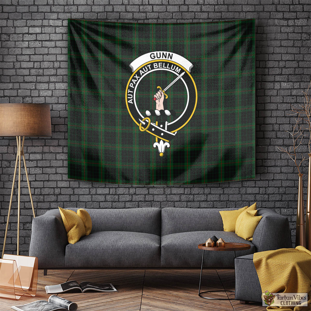 Tartan Vibes Clothing Gunn Logan Tartan Tapestry Wall Hanging and Home Decor for Room with Family Crest