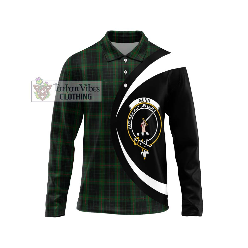 Gunn Logan Tartan Long Sleeve Polo Shirt with Family Crest Circle Style Unisex - Tartan Vibes Clothing