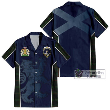 Gunn Logan Tartan Short Sleeve Button Shirt with Family Crest and Lion Rampant Vibes Sport Style