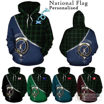 Gunn Logan Tartan Hoodie with Personalised National Flag and Family Crest Half Style