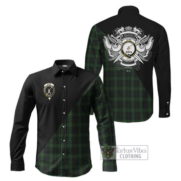 Gunn Logan Tartan Long Sleeve Button Shirt with Family Crest and Military Logo Style