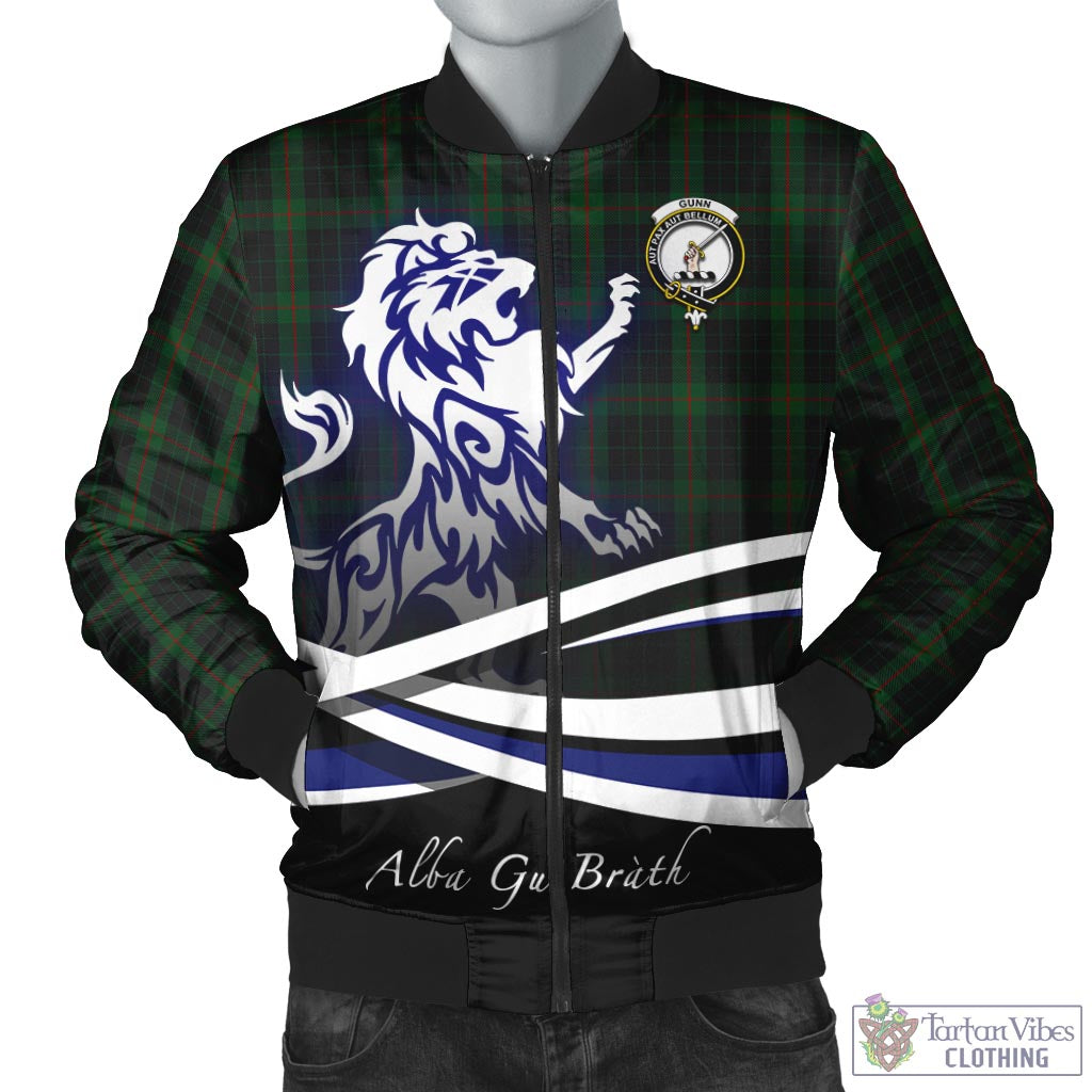 Tartan Vibes Clothing Gunn Logan Tartan Bomber Jacket with Alba Gu Brath Regal Lion Emblem