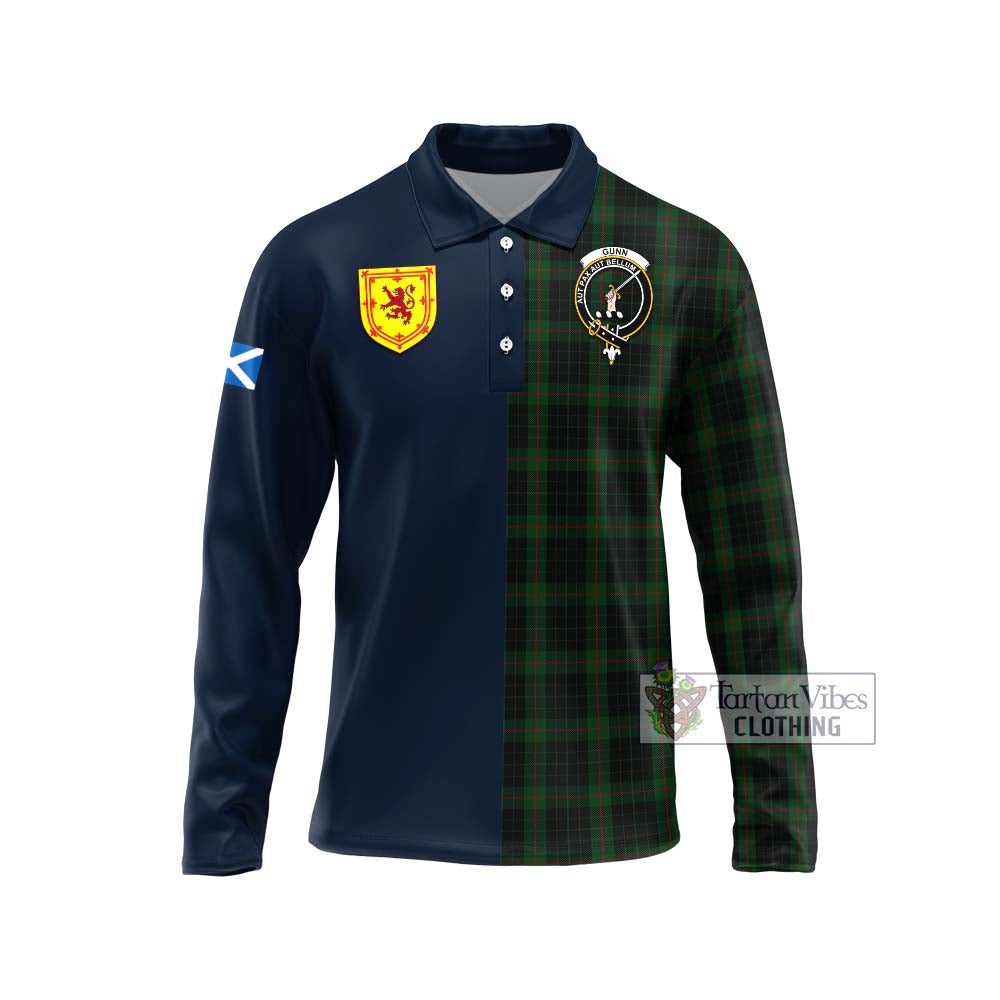 Tartan Vibes Clothing Gunn Logan Tartan Long Sleeve Polo Shirt with Scottish Lion Royal Arm Half Style