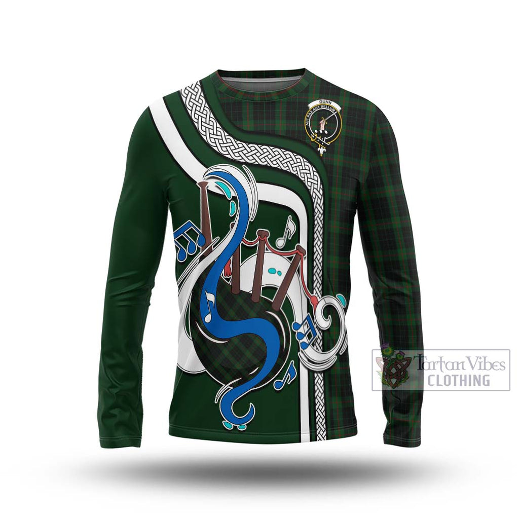 Tartan Vibes Clothing Gunn Logan Tartan Long Sleeve T-Shirt with Epic Bagpipe Style