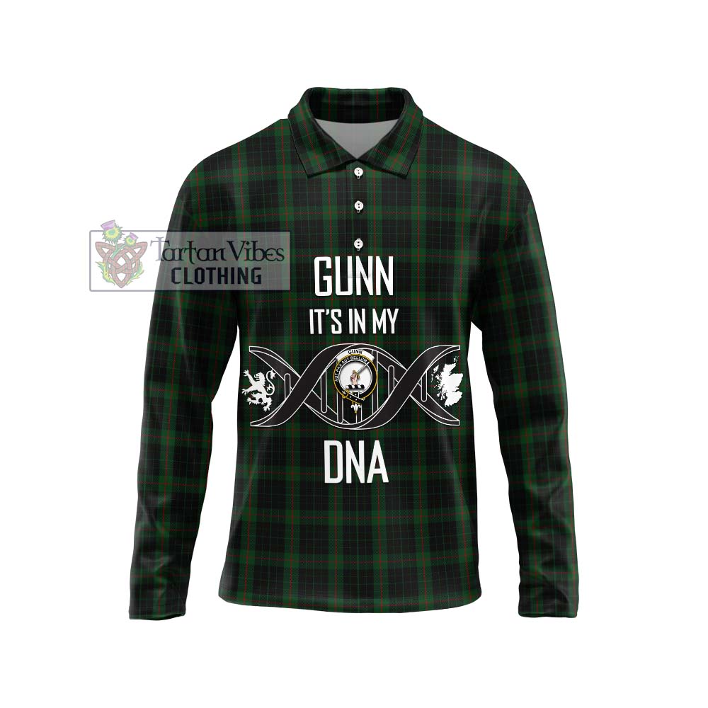 Gunn Logan Tartan Long Sleeve Polo Shirt with Family Crest DNA In Me Style Unisex - Tartanvibesclothing Shop