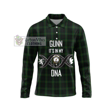 Gunn Logan Tartan Long Sleeve Polo Shirt with Family Crest DNA In Me Style