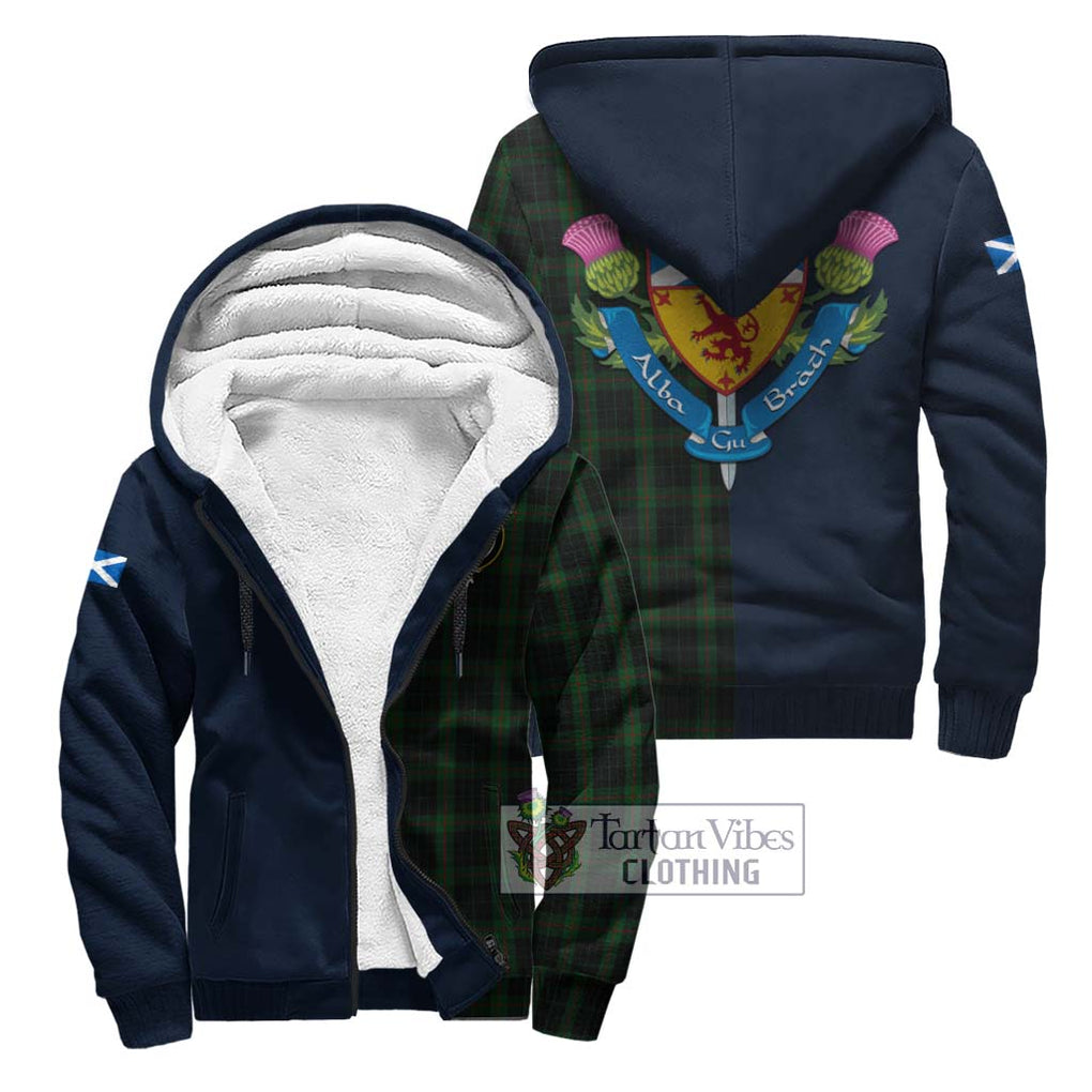 Tartan Vibes Clothing Gunn Logan Tartan Sherpa Hoodie with Scottish Lion Royal Arm Half Style