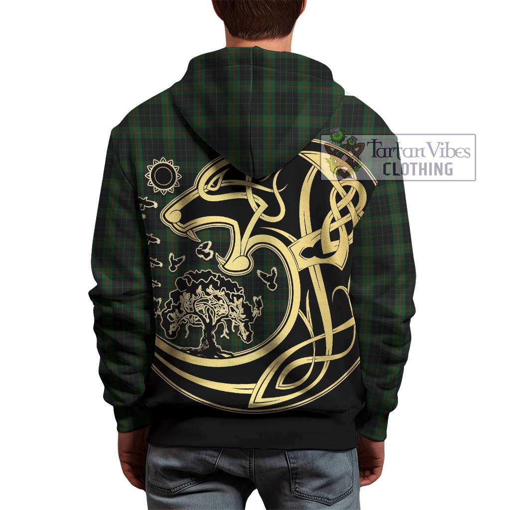 Tartan Vibes Clothing Gunn Logan Tartan Hoodie with Family Crest Celtic Wolf Style