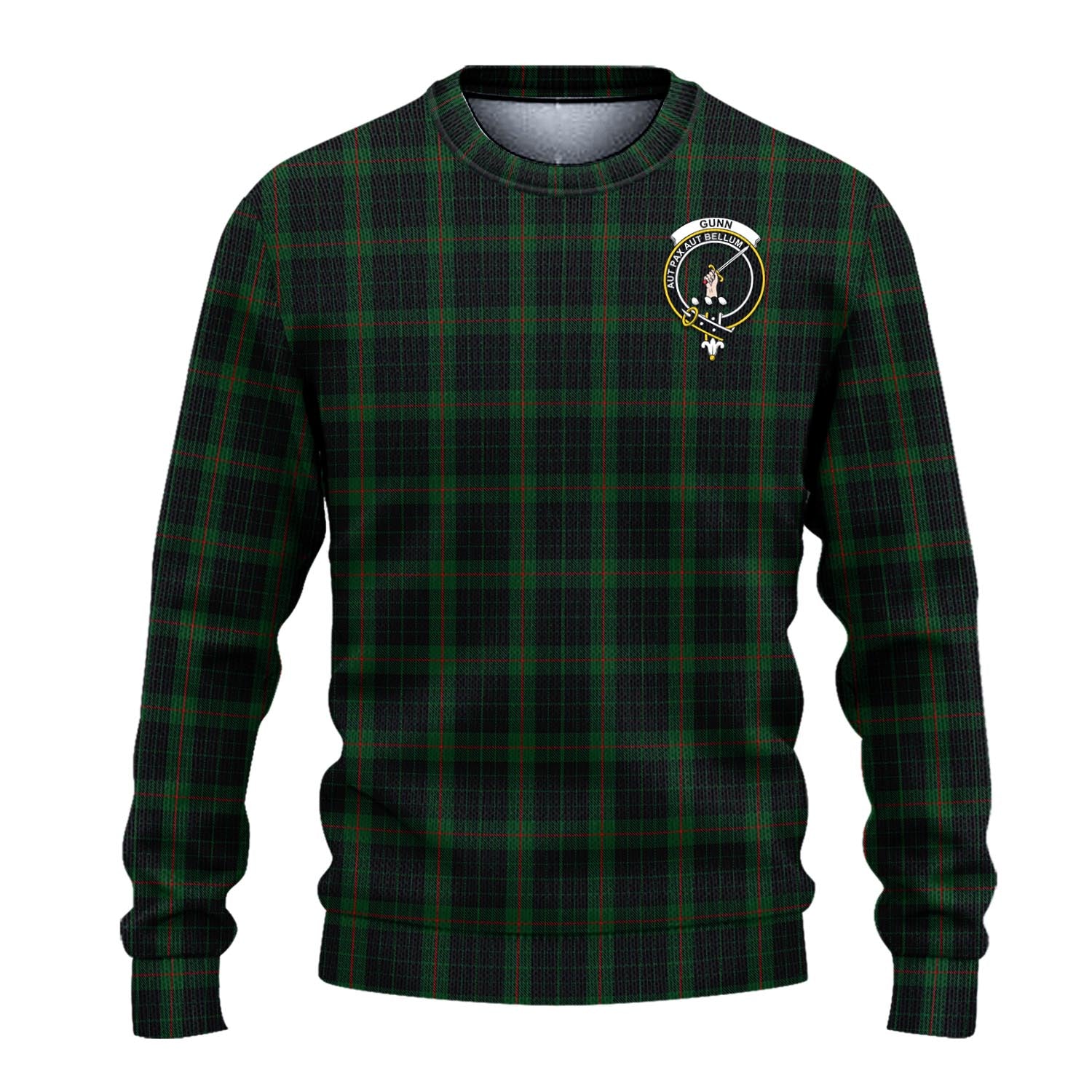 Gunn Logan Tartan Knitted Sweater with Family Crest - Tartanvibesclothing