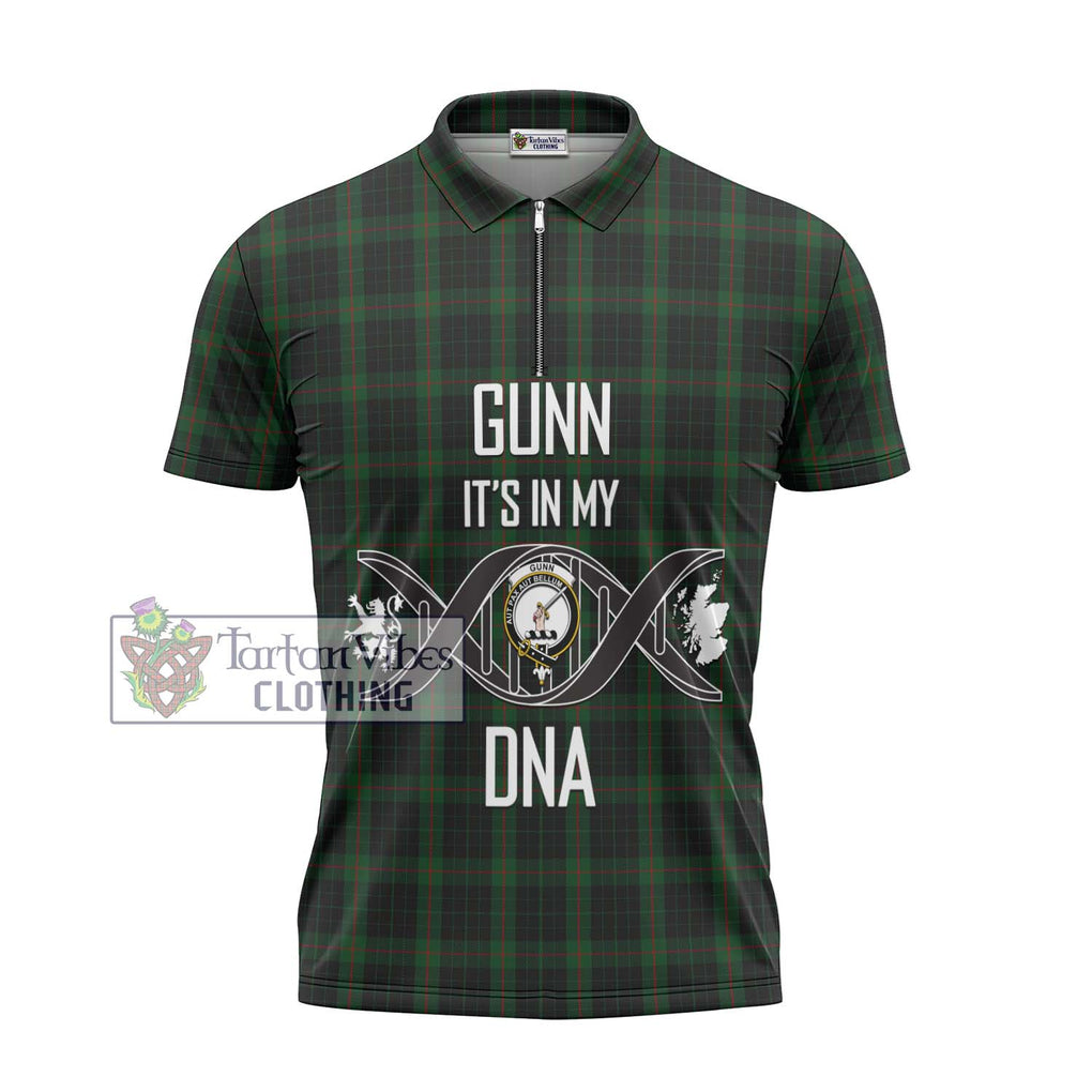 Gunn Logan Tartan Zipper Polo Shirt with Family Crest DNA In Me Style - Tartanvibesclothing Shop