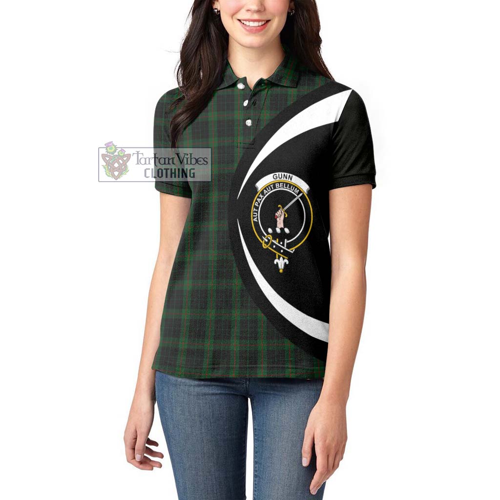 Tartan Vibes Clothing Gunn Logan Tartan Women's Polo Shirt with Family Crest Circle Style