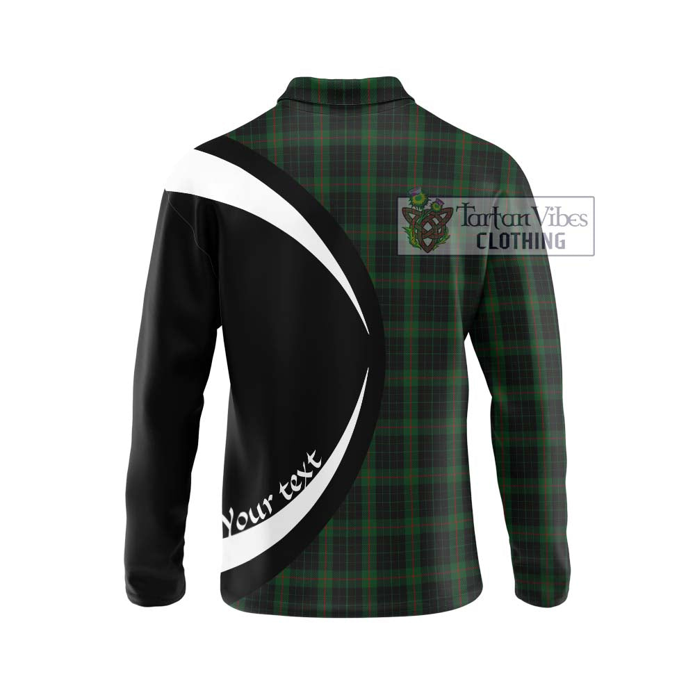 Gunn Logan Tartan Long Sleeve Polo Shirt with Family Crest Circle Style - Tartan Vibes Clothing