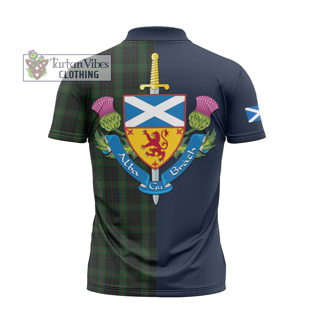 Tartan Vibes Clothing Gunn Logan Tartan Zipper Polo Shirt with Scottish Lion Royal Arm Half Style