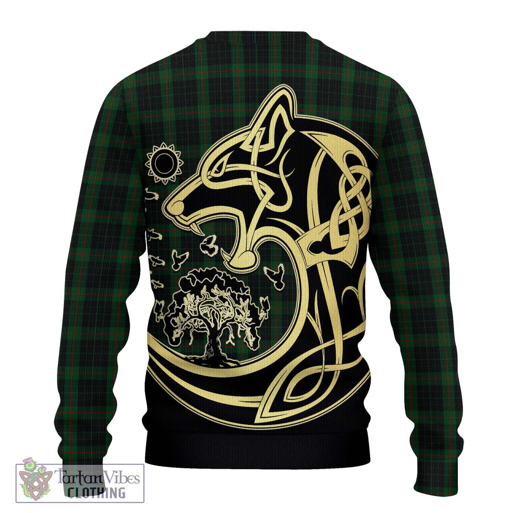 Gunn Logan Tartan Knitted Sweater with Family Crest Celtic Wolf Style - Tartan Vibes Clothing