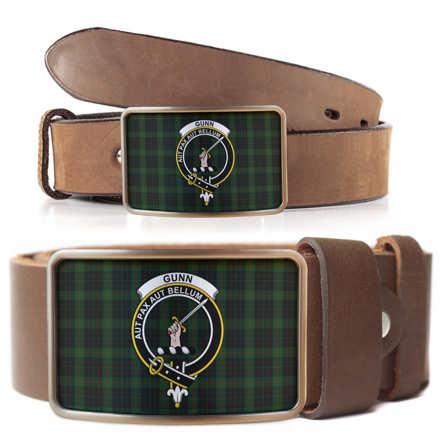 Gunn Logan Tartan Belt Buckles with Family Crest - Tartanvibesclothing