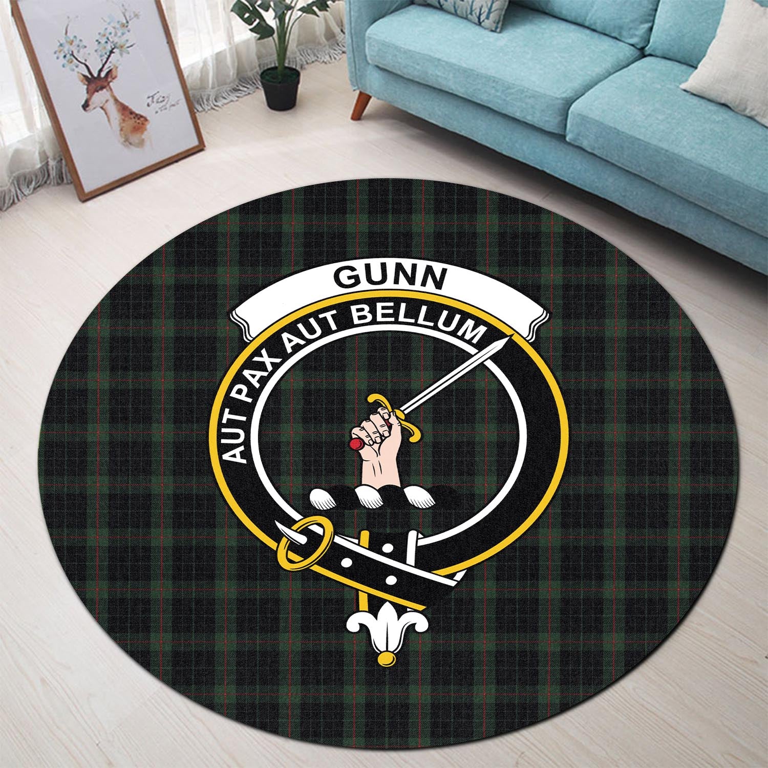 gunn-logan-tartan-round-rug-with-family-crest