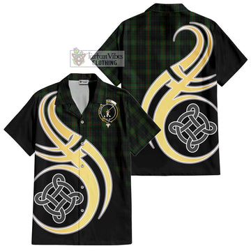 Gunn Logan Tartan Short Sleeve Button Shirt with Family Crest and Celtic Symbol Style