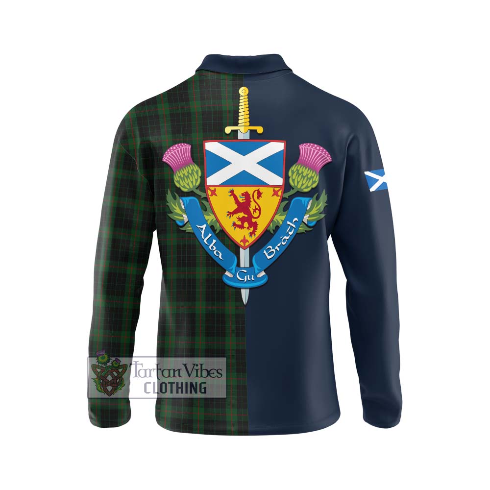 Tartan Vibes Clothing Gunn Logan Tartan Long Sleeve Polo Shirt with Scottish Lion Royal Arm Half Style