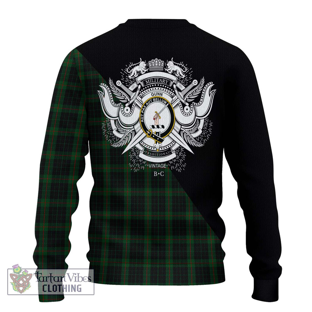 Gunn Logan Tartan Knitted Sweater with Family Crest and Military Logo Style - Tartanvibesclothing Shop