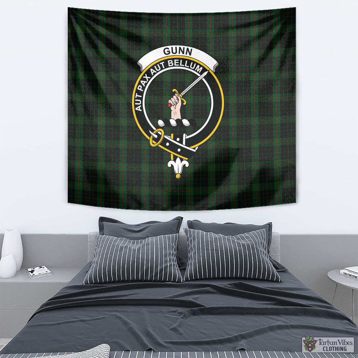 Tartan Vibes Clothing Gunn Logan Tartan Tapestry Wall Hanging and Home Decor for Room with Family Crest