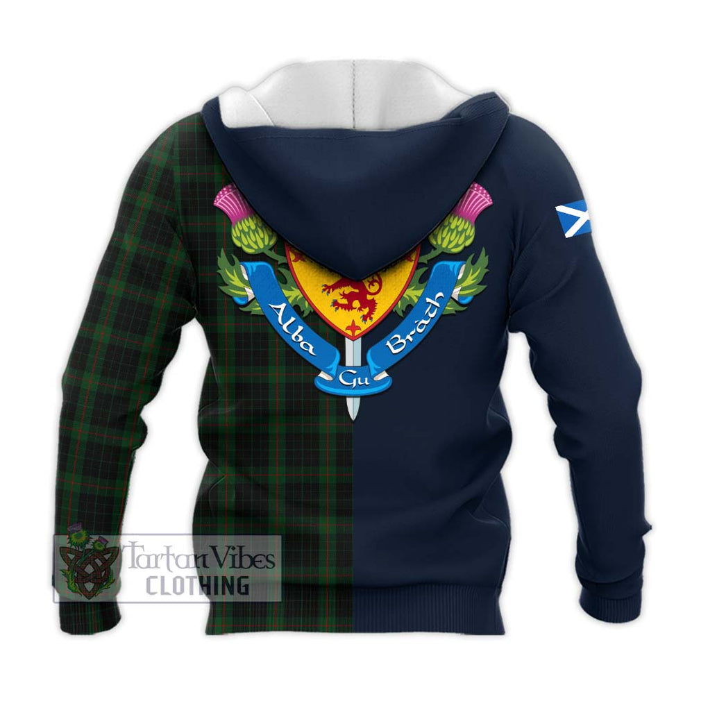 Tartan Vibes Clothing Gunn Logan Tartan Knitted Hoodie with Scottish Lion Royal Arm Half Style