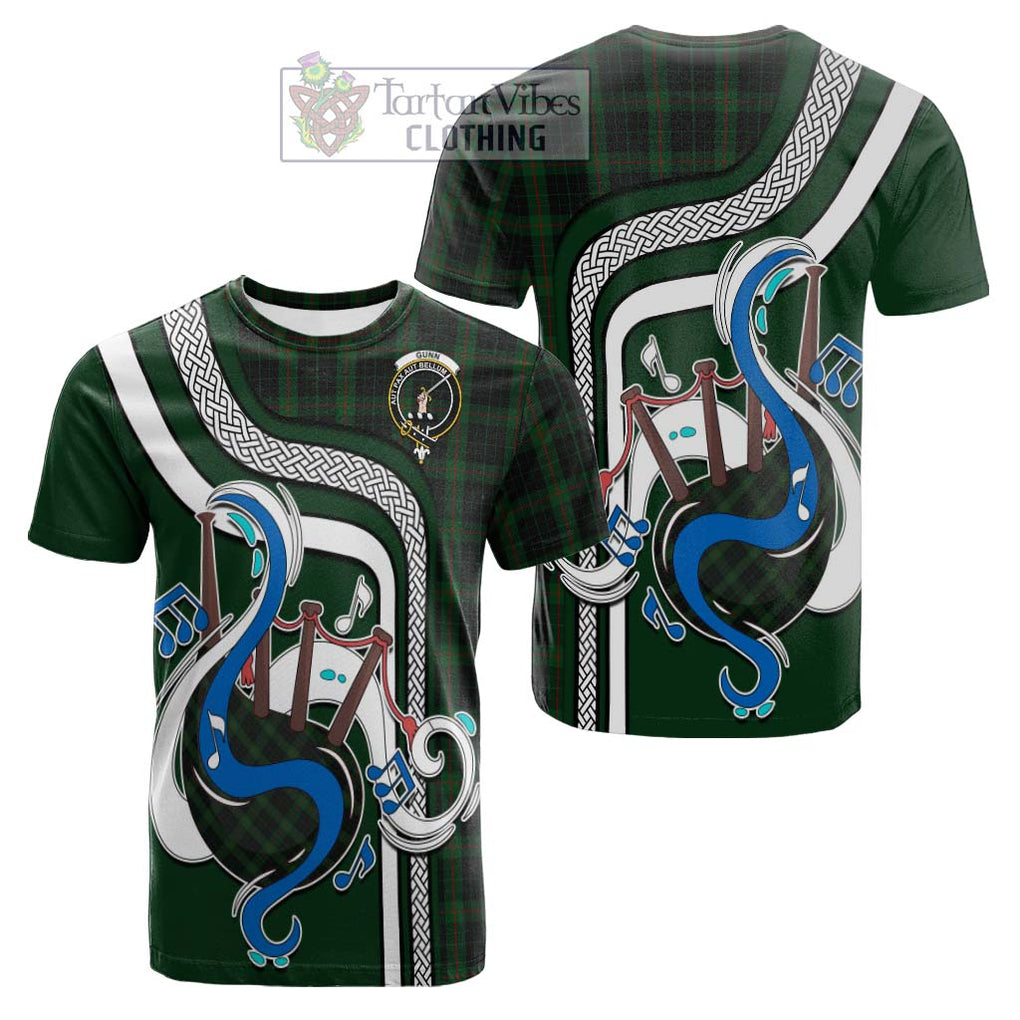 Tartan Vibes Clothing Gunn Logan Tartan Cotton T-shirt with Epic Bagpipe Style