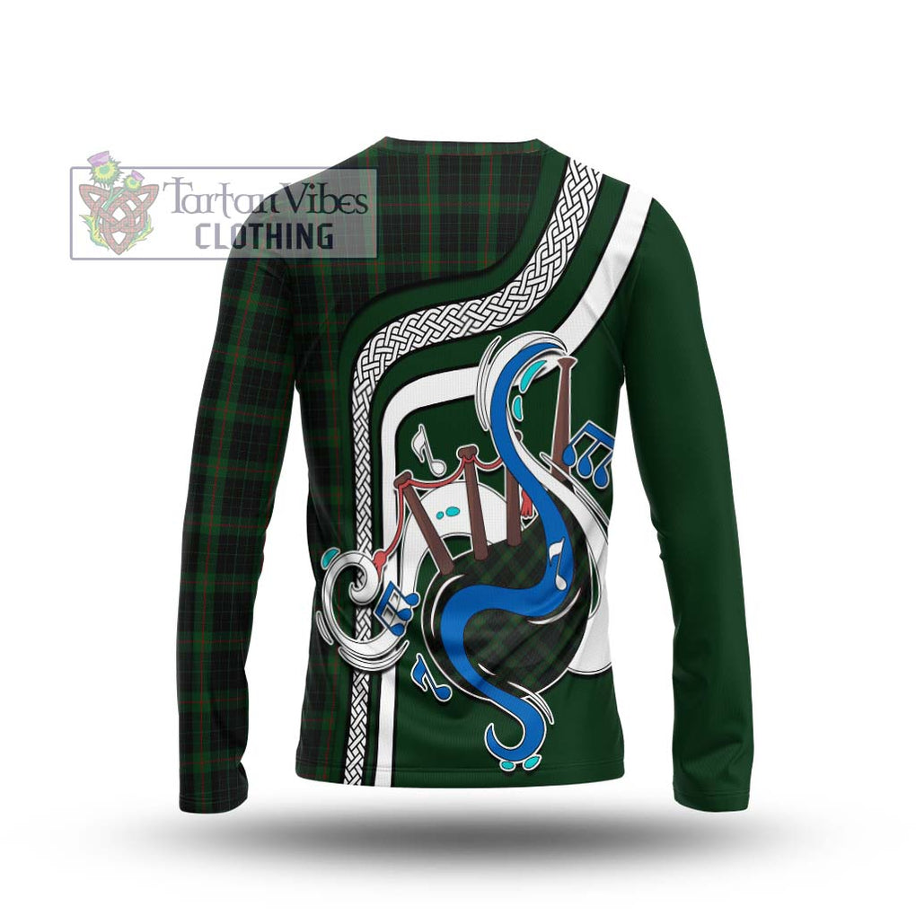 Tartan Vibes Clothing Gunn Logan Tartan Long Sleeve T-Shirt with Epic Bagpipe Style