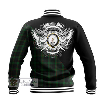 Gunn Logan Tartan Baseball Jacket with Family Crest and Military Logo Style