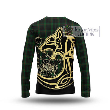 Gunn Logan Tartan Long Sleeve T-Shirt with Family Crest Celtic Wolf Style