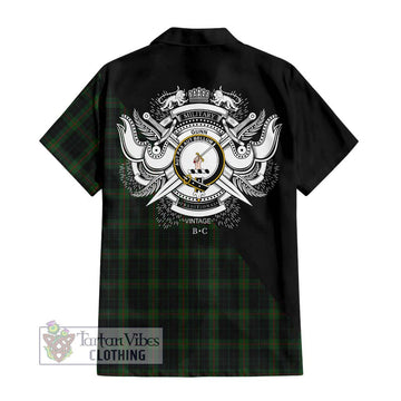 Gunn Logan Tartan Short Sleeve Button Shirt with Family Crest and Military Logo Style