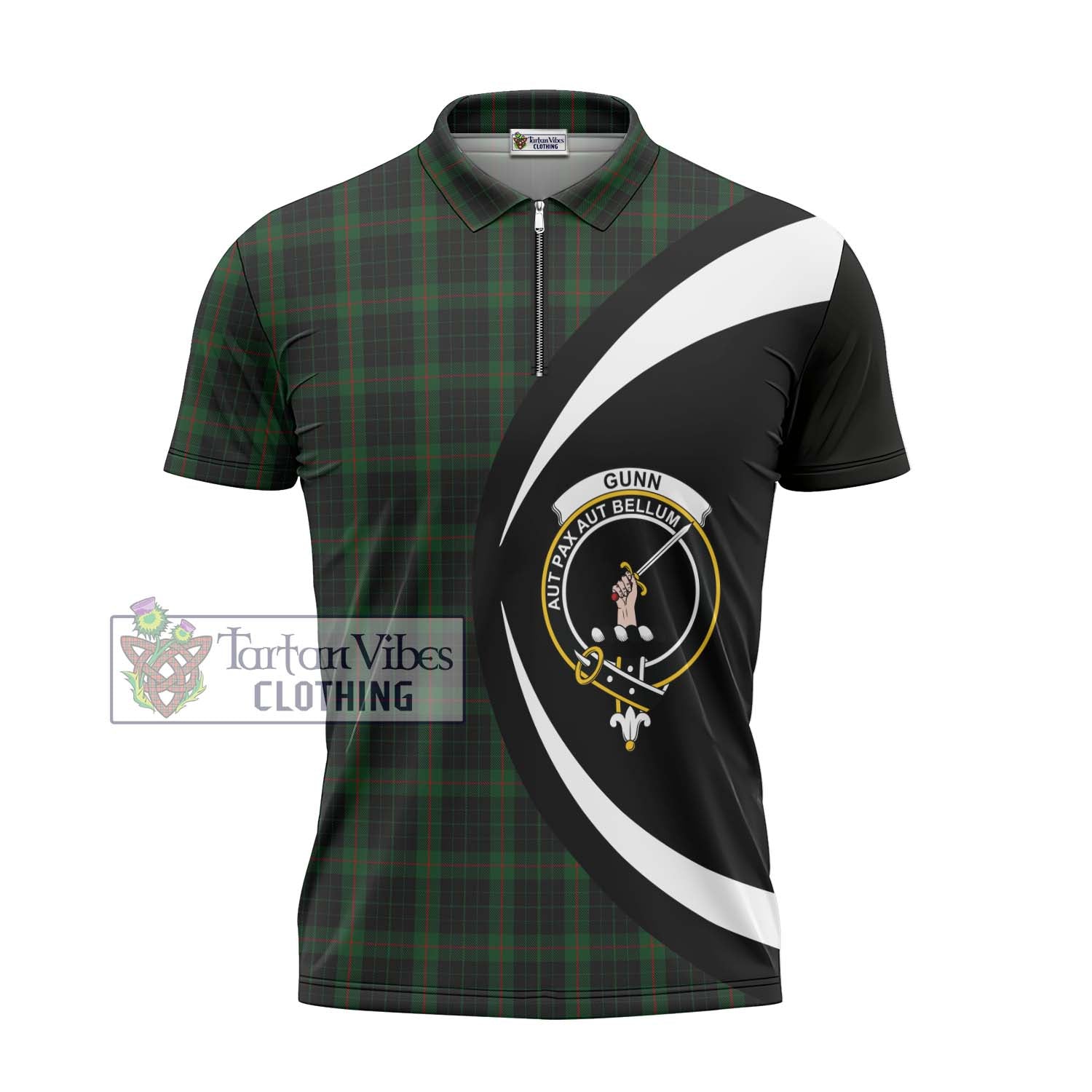 Tartan Vibes Clothing Gunn Logan Tartan Zipper Polo Shirt with Family Crest Circle Style