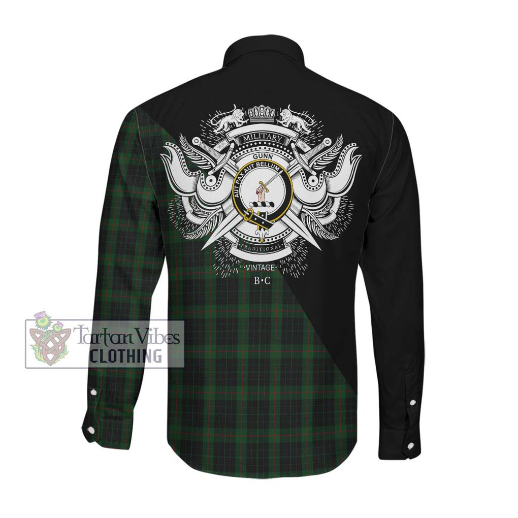 Gunn Logan Tartan Long Sleeve Button Shirt with Family Crest and Military Logo Style Men's Shirt - Tartanvibesclothing Shop