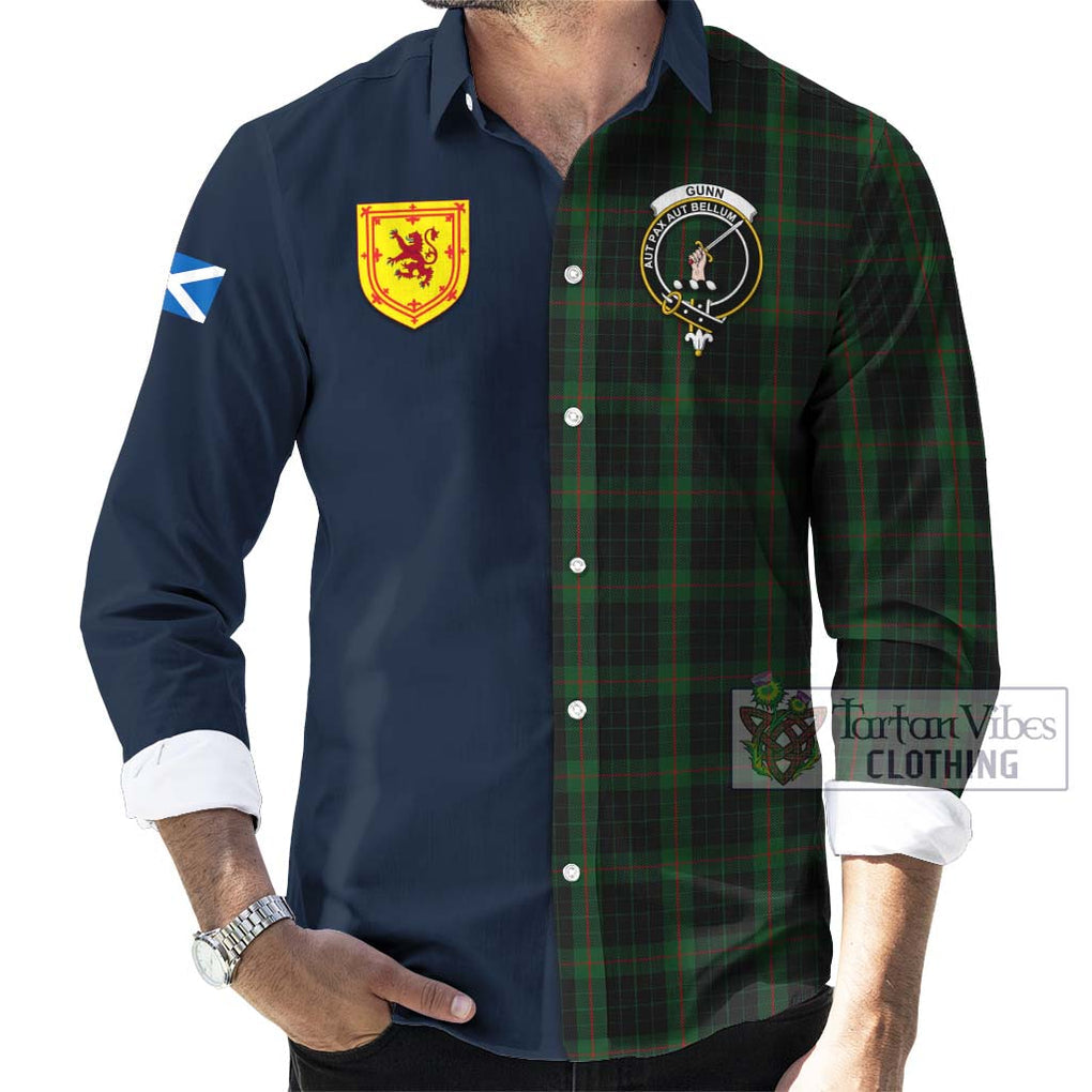 Tartan Vibes Clothing Gunn Logan Tartan Long Sleeve Button Shirt with Scottish Lion Royal Arm Half Style