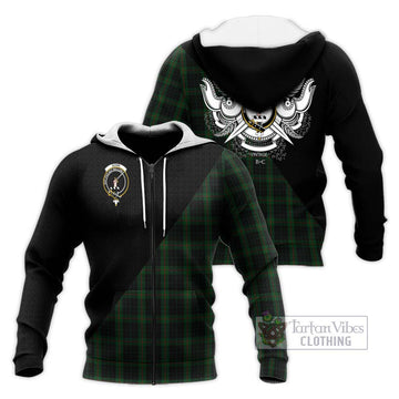 Gunn Logan Tartan Knitted Hoodie with Family Crest and Military Logo Style