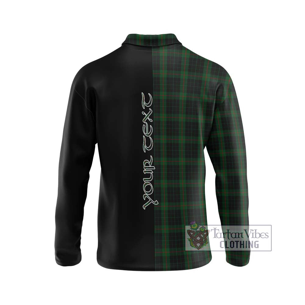 Gunn Logan Tartan Long Sleeve Polo Shirt with Family Crest and Half Of Me Style - Tartanvibesclothing Shop