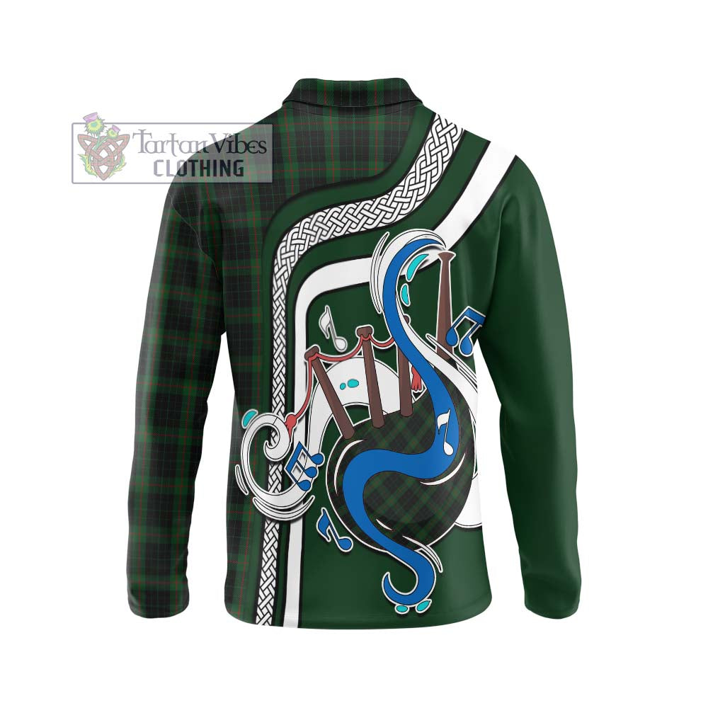 Tartan Vibes Clothing Gunn Logan Tartan Long Sleeve Polo Shirt with Epic Bagpipe Style